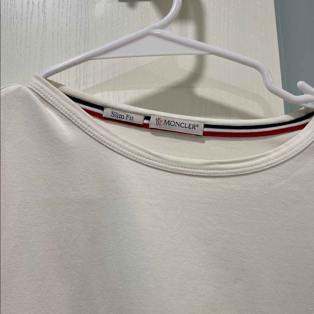 🚨SEND OFFERS🚨Moncler Classic White Tee with Logo Accent - Picture 3 of 4